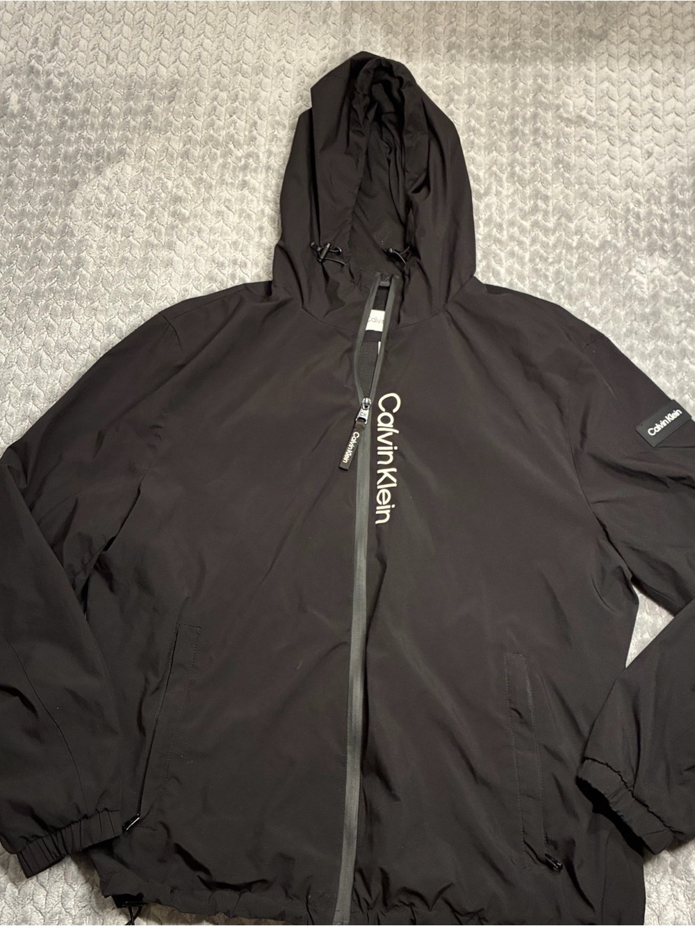 Calvin Klein Black Hooded Windbreaker Jacket